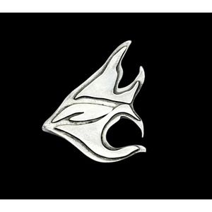 Rare Vintage Brutalist Geometric Signed LINDA LINTON Fish ? 1 7/8" Silver Brooch